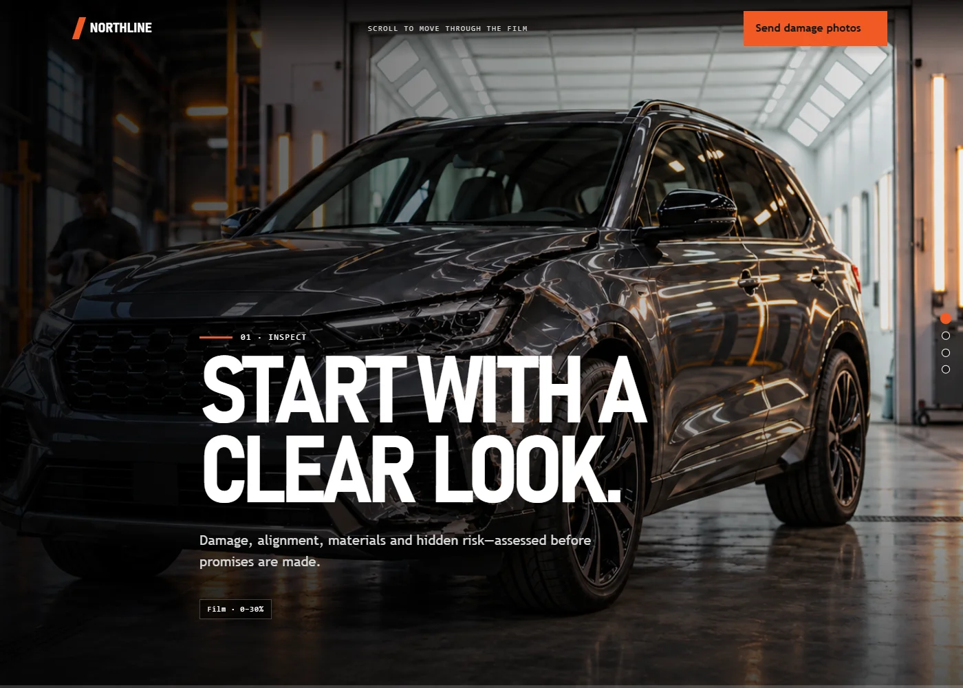 Dark cinematic automotive web concept